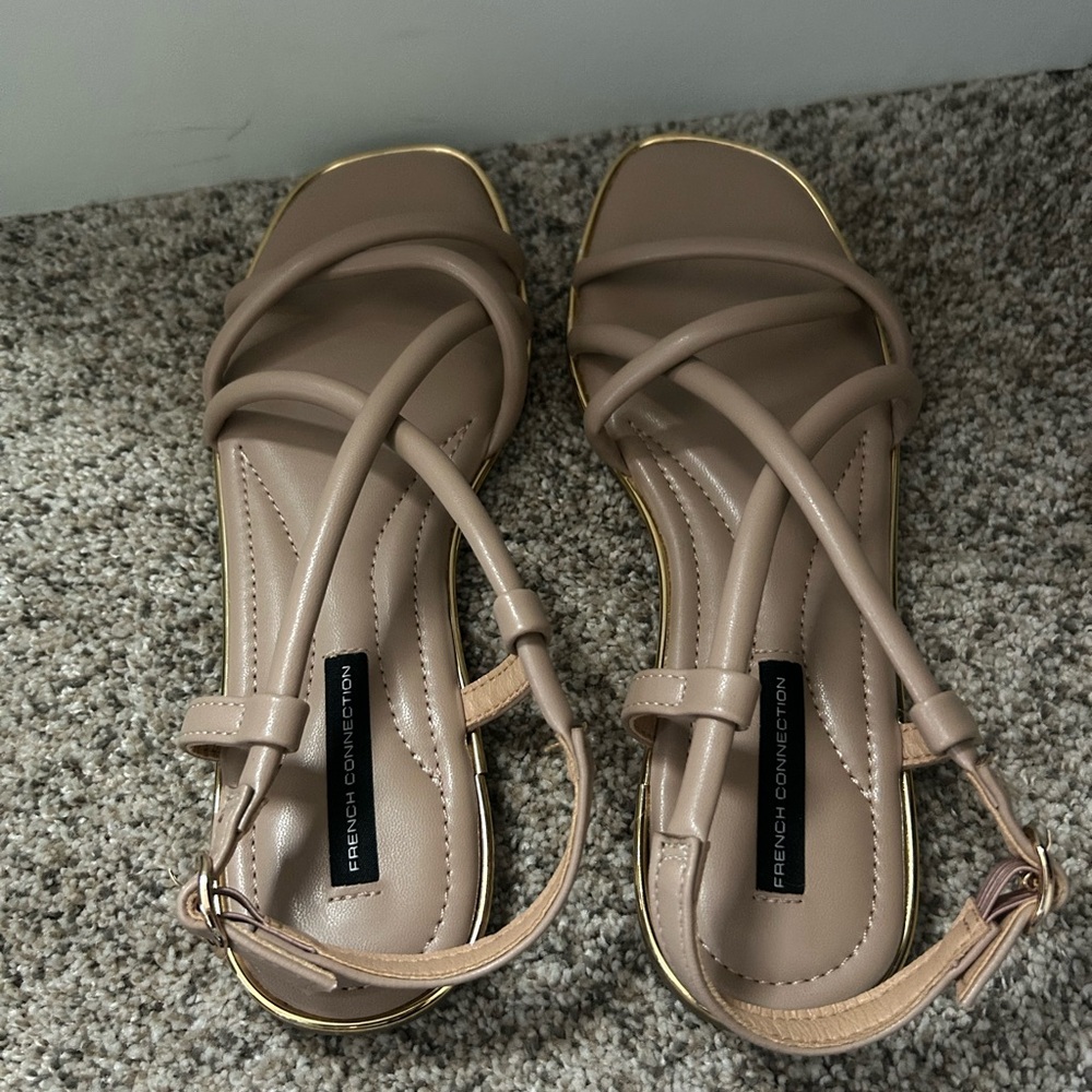 French Connection Tan Strappy Sandals